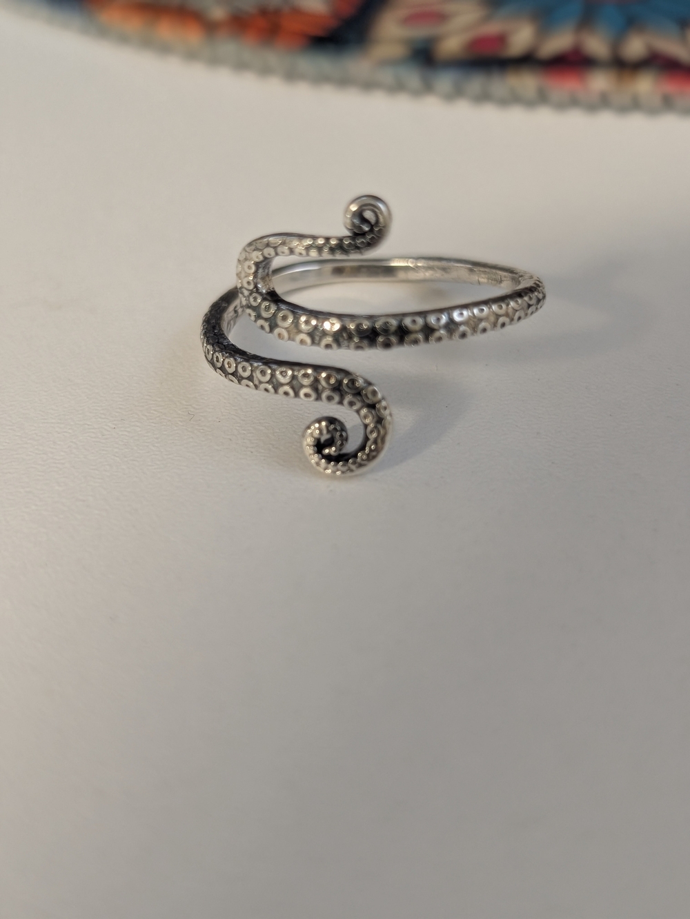 .925 Sterling Silver Octopus Tentacle Wrap Ring - Silver